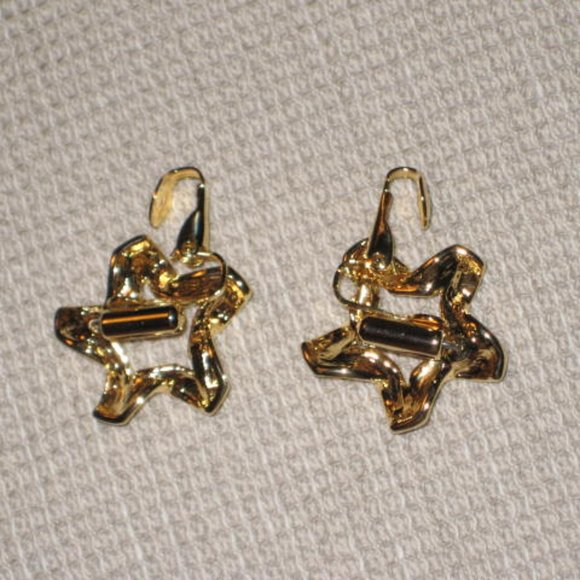 Vintage Unworn by Premier Designs Set Gold Abstract Star Shaped Pin & Earrings - Picture 7 of 8